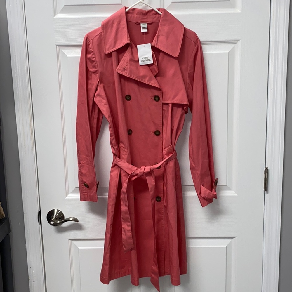 Garnet Hill, NWT Women’s Double Breasted Trench Spring Coat. 100% Cotton. Size M